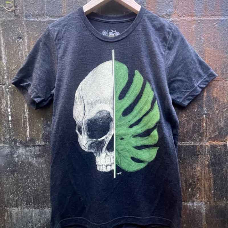 Life and Death Monstera Skull Dark Cycle Tshirt